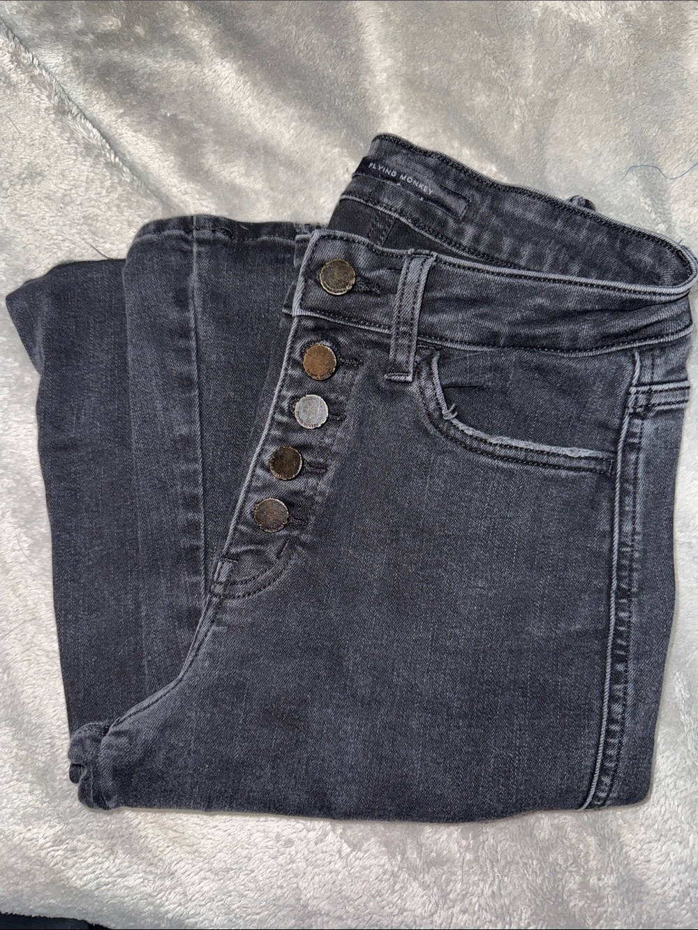 Flying Monkey High-Rise Button-Fly Jeans - black
